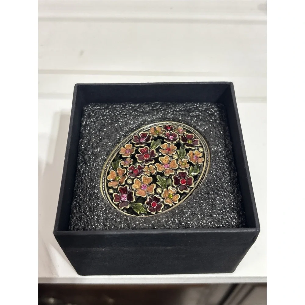 Folio Home Genuine Austrian Crystal‎ Filigree Flower Pill Box New In Box